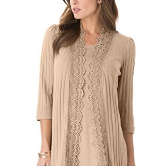 ROAMAN's Plus Size Crochet Trim Cardigan - Picture 16 of 16